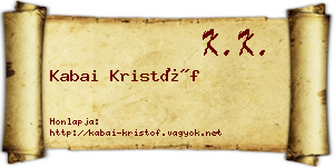 Kabai Kristóf névjegykártya