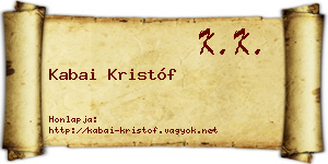 Kabai Kristóf névjegykártya
